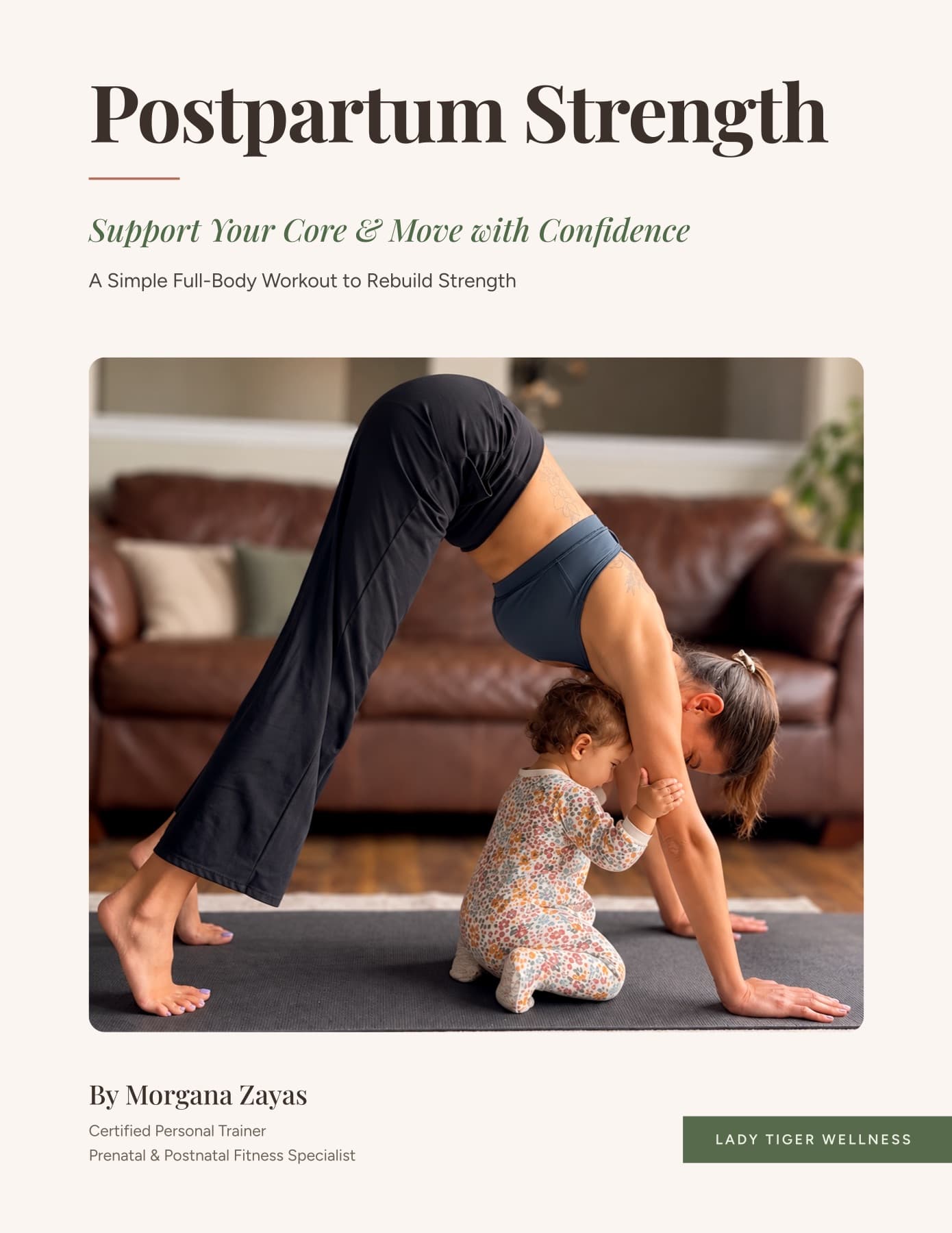 Postpartum Strength guide cover: A Simple Full-Body Workout to Rebuild Strength